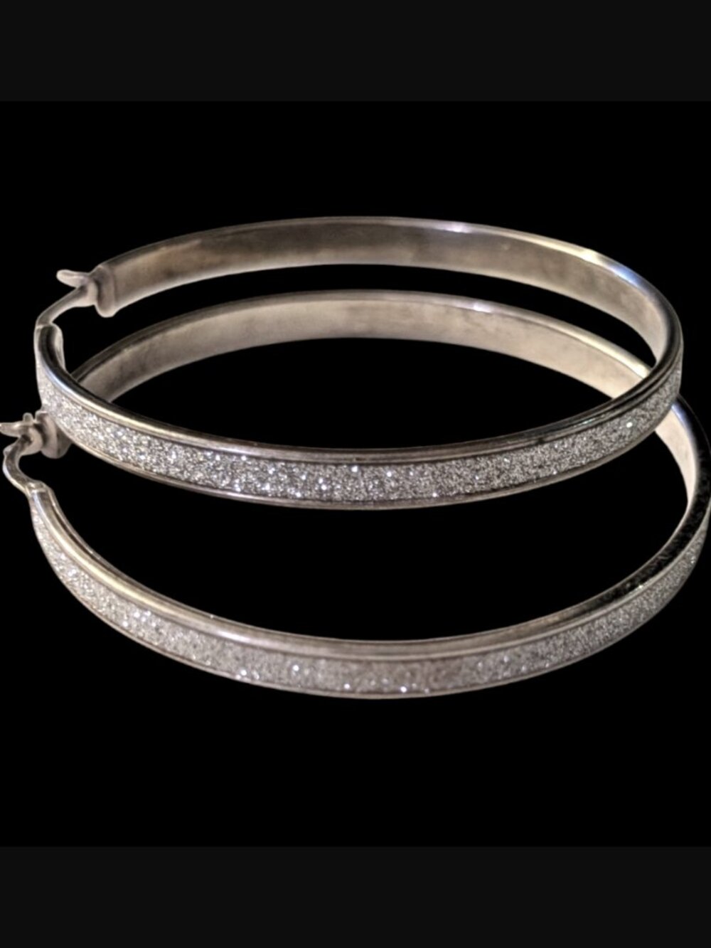 Jacmel Jewelry Inc Jacmel Mauritius 925 Sterling 2" Open Hoop Glitter Earrings